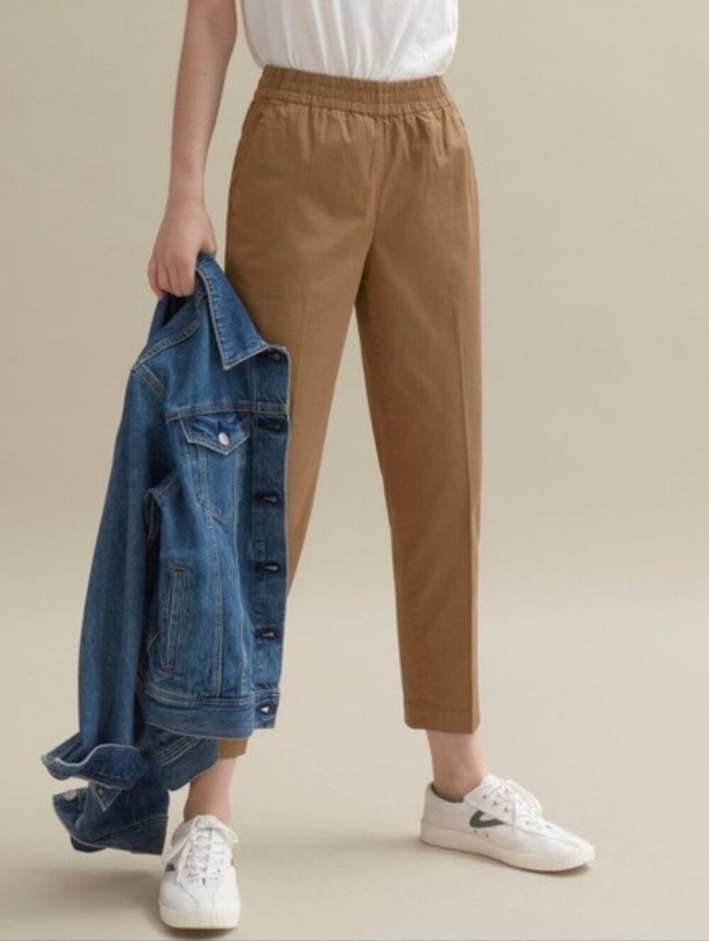 Everlane Easy Chino Elastic Waist Pant Womens 4 Khaki Brown